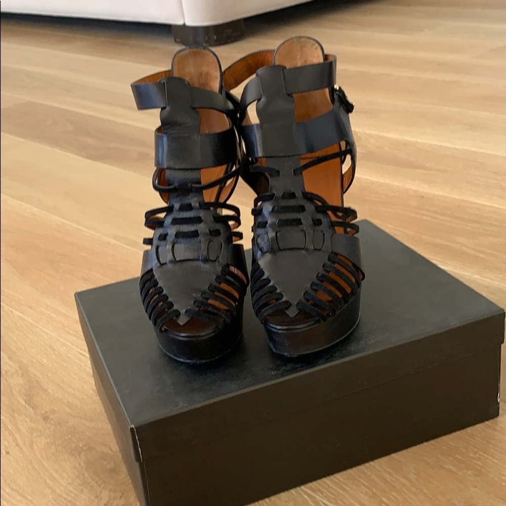 Givenchy black booties wedges